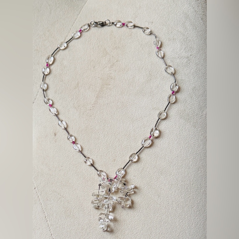 Elegant Silver and Clear beaded vintage Necklace